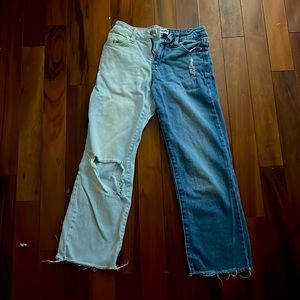 Two toned Tilly’s jeans, dark blue and light blue size 12